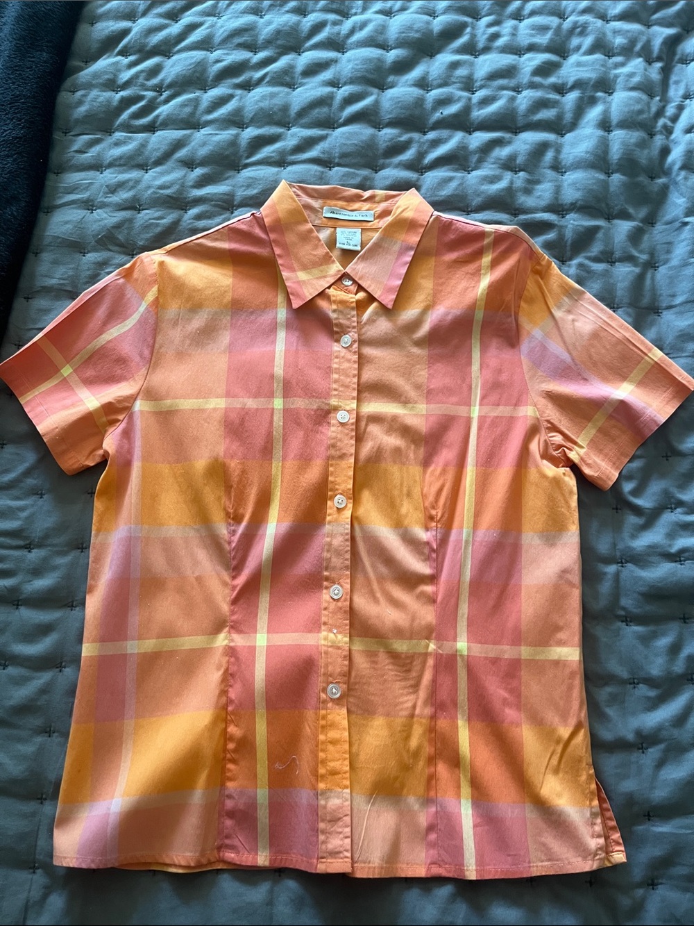 Abercrombie Short Sleeve Plaid Button-Down, L
